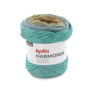 Wol garens harmonia breien katoen groen waterblauw beige lente zomer katia 209 fhd
