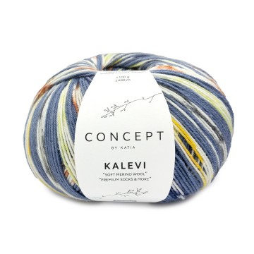 Wol garens kalevisocks breien merino superwash polyamide blauw groen oker herfst winter katia 202 fhd