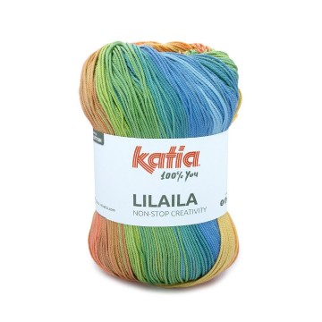 Wol garens lilaila breien acryl medium blauw oranje groen lente zomer katia 52 fhd