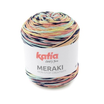 Wol garens meraki breien katoen polyester hemelsblauw bleekrood geel zwart lente zomer katia 505 fhd