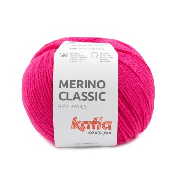 Wol garens merinoclassic breien merino superwash acryl neon fuchsia herfst winter katia 98 fhd