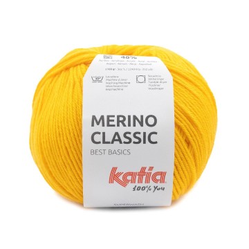 Wol garens merinoclassic breien merino superwash acryl verkeersgeel herfst winter katia 96 fhd