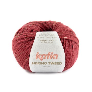 Wol garens merinotweed breien merino acryl viscose framboos rood herfst winter katia 315 fhd