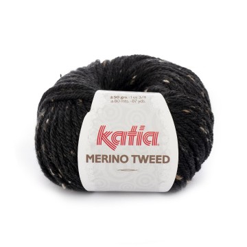 Wol garens merinotweed breien merino acryl viscose zwart zeer donker grijs herfst winter katia 309 fhd