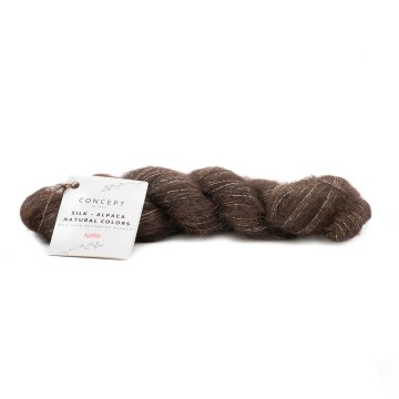Wol garens silkalpacanaturalcolors breien alpaca superfine zijde donker bruin herfst winter katia 103 fhd