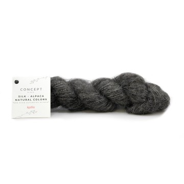 Wol garens silkalpacanaturalcolors breien alpaca superfine zijde donker nerts herfst winter katia 104 fhd
