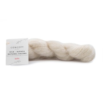 Wol garens silkalpacanaturalcolors breien alpaca superfine zijde ecru herfst winter katia 100 fhd
