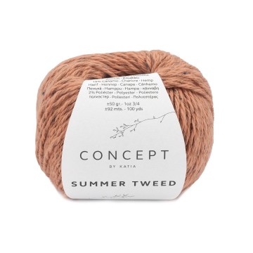 Wol garens summertweed breien katoen hennepvezel polyester beige rood lente zomer katia 63 fhd