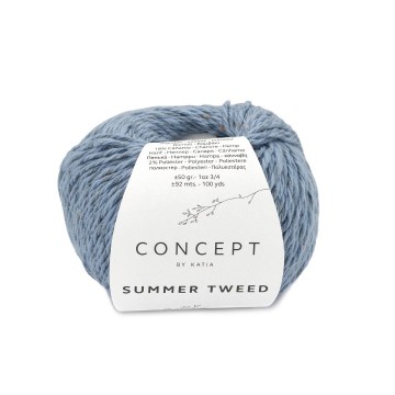Wol garens summertweed breien katoen hennepvezel polyester duif blauw lente zomer katia 71 fhd