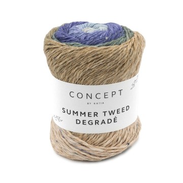 Wol garens summertweeddegrade breien katoen hennepvezel polyester blauw bruin groen lente zomer katia 102 fhd