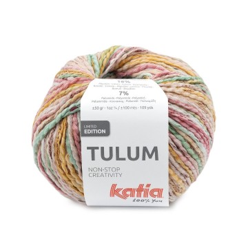 Wol garens tulum breien viscose polyester katoen polyamide kauwgom roze groen camel lente zomer katia 100 fhd