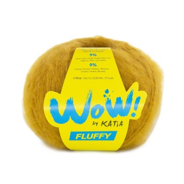 Wol garens wowfluffy breien acryl polyamide viscose wol mosterd herfst winter katia 92 fhd