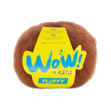 Wol garens wowfluffy breien acryl polyamide viscose wol roest bruin herfst winter katia 93 fhd